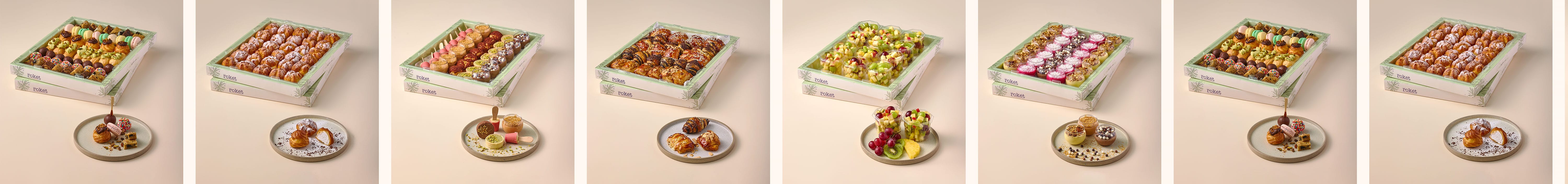 roket-serving-configurations-gallery-vagman Modular finger food catering packaging system shown in multiple serving configurations