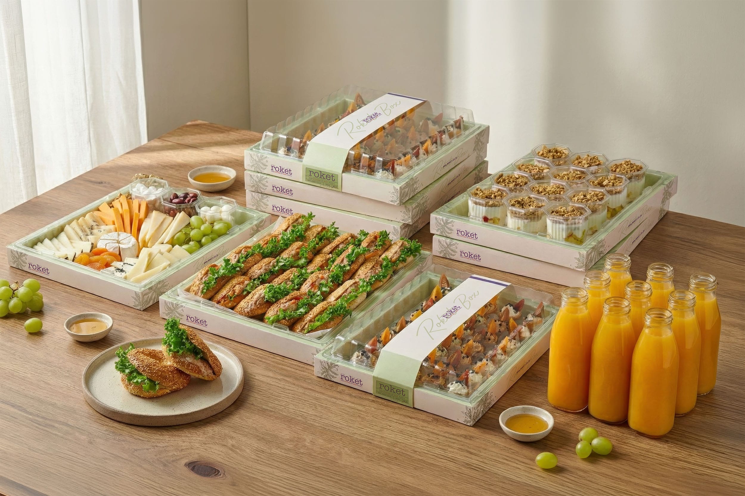 Modular finger food catering packaging system with multiple food configurations